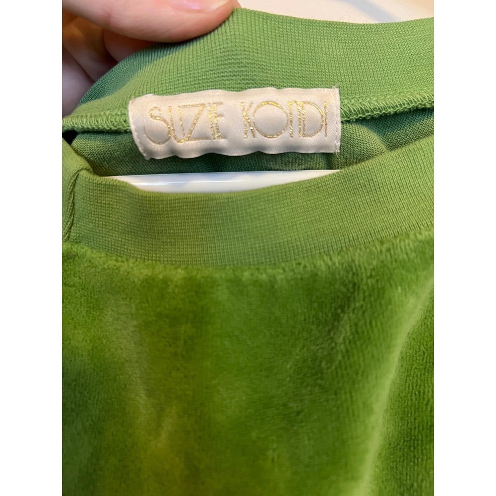 Suze Kondi Velour Tracksuit Set Lime Green Raglan Sweatshirt Harem Joggers XS - Picture 8 of 13